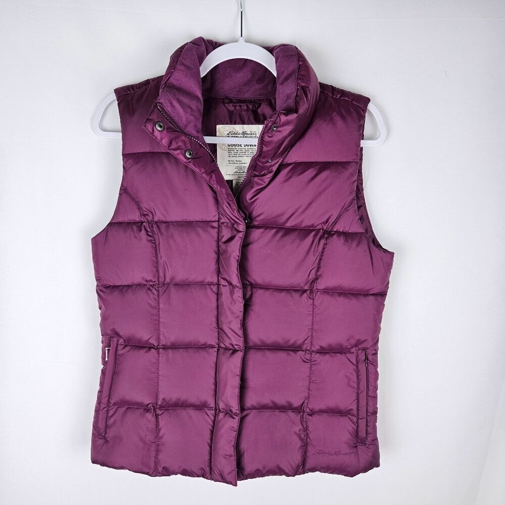 Eddie Bauer Womens Goose Down‎ Puffer Vest Small Plum Purple Polyester